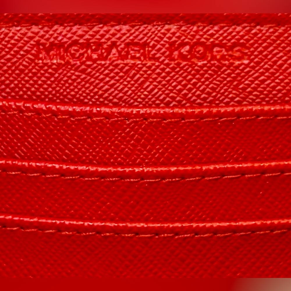EUC! MICHAEL KORS Red Zip Wallet with Gold Chain Wristlet - Picture 10 of 15